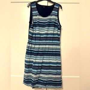 Tommy Hilfiger A-Line Dress Navy Blue White Stripe Sleeveless Size Extra Large